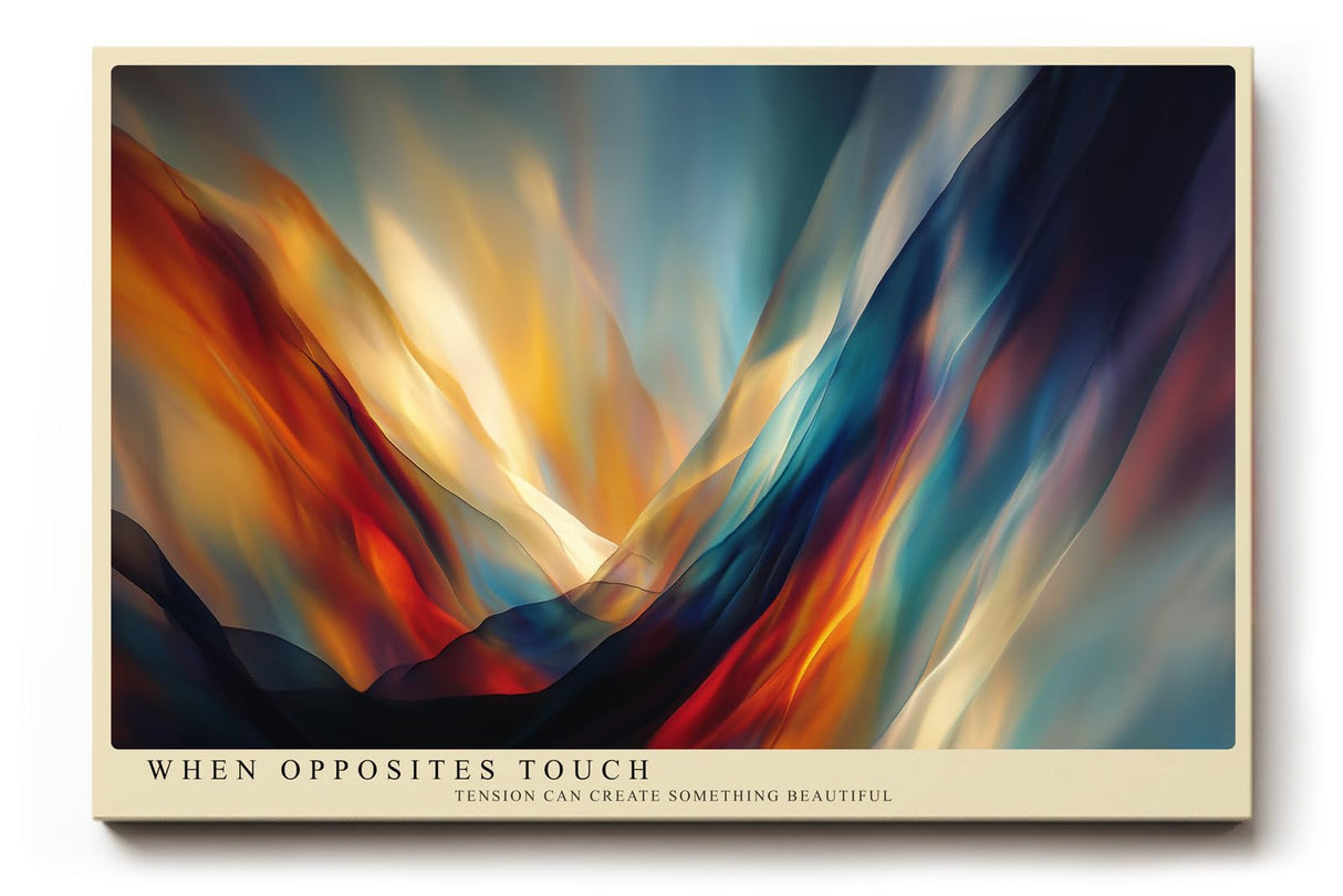 Paul Sinus Wandbild 120x80cm abstrakte Farblandschaft mit Licht und Bewegung moderne Kunst in Blau Orange und Gold dynamisches Kunstbild für Wohnzimmer Büro