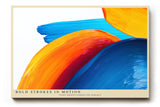 Paul Sinus Wandbild 120x80cm abstrakte Farbmalerei moderne Pinselstriche in blau orange gelb dynamisches Kunstposter kreative Wanddekoration fuer Wohnzimmer Büro Atelier