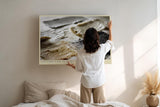 Paul Sinus Wandbild 120x80cm Abstrakte Farbstruktur mit Pinsel und Farbe moderne Kunst Textur Wanddekoration