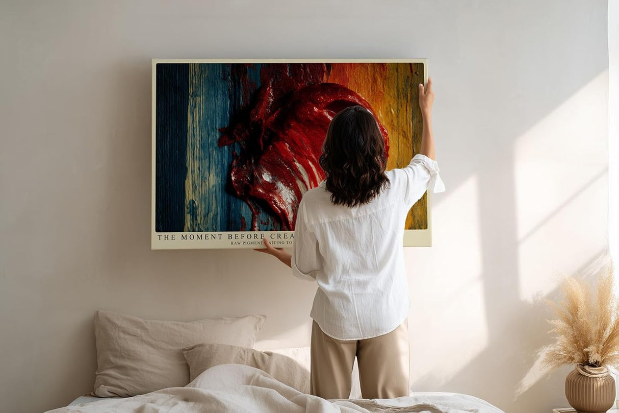 Paul Sinus Wandbild 120x80cm Abstrakte Farbstruktur Rot Moderne Kunst Malerei Ausdrucksstarkes Pigment Motiv mit intensiver Farbwirkung