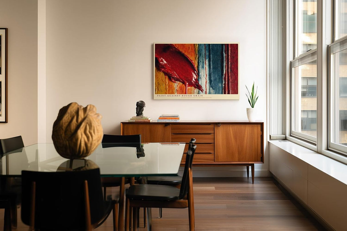 Paul Sinus Wandbild 120x80cm Abstrakte Farbtextur Rot Blau Moderne Strukturkunst fuer Wohnzimmer Büro und kreative Raeume