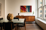 Paul Sinus Wandbild 120x80cm Abstrakte Farbtextur Rot Blau Moderne Strukturkunst fuer Wohnzimmer Büro und kreative Raeume