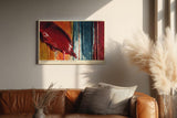 Paul Sinus Wandbild 120x80cm Abstrakte Farbtextur Rot Blau Moderne Strukturkunst fuer Wohnzimmer Büro und kreative Raeume