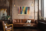 Paul Sinus Wandbild 120x80cm abstrakte Farbverlaeufe moderne Kunst in bunten Linien dynamische Farbstreifen stilvolle Wanddekoration fuer Wohnzimmer Büro