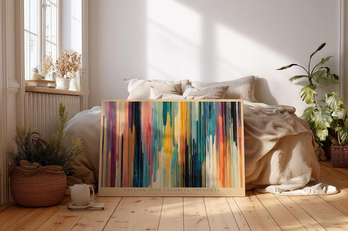 Paul Sinus Wandbild 120x80cm abstrakte Farbverlaeufe moderne Kunst in bunten Linien dynamische Farbstreifen stilvolle Wanddekoration fuer Wohnzimmer Büro