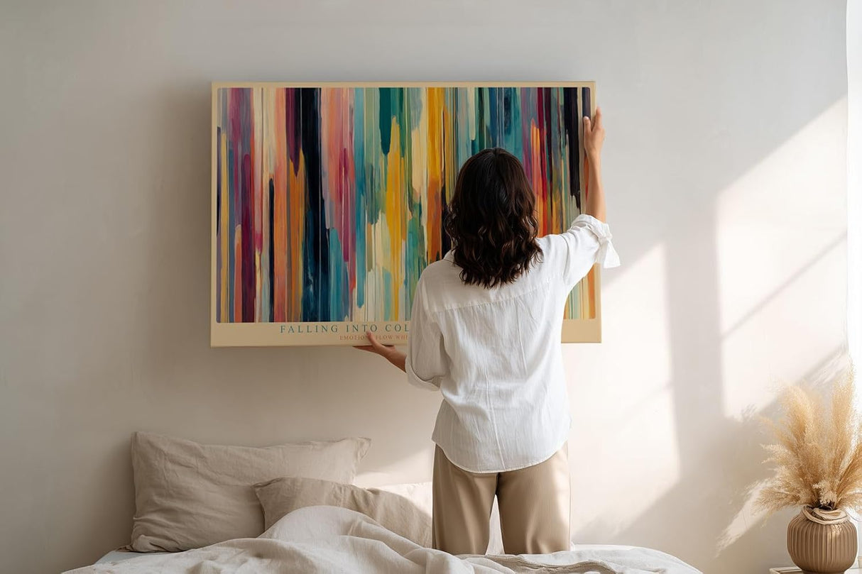 Paul Sinus Wandbild 120x80cm abstrakte Farbverlaeufe moderne Kunst in bunten Linien dynamische Farbstreifen stilvolle Wanddekoration fuer Wohnzimmer Büro