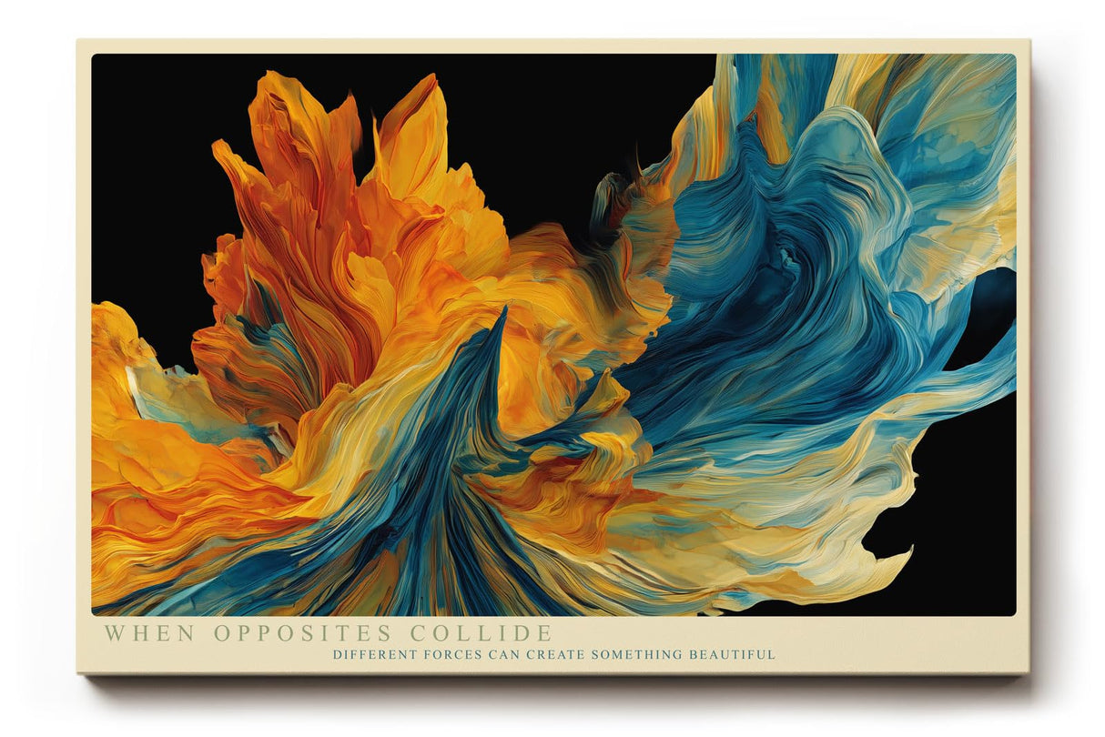 Paul Sinus Wandbild 120x80cm abstrakte Farbwellen moderne Kunst in Blau und Orange dynamische abstrakte Komposition stilvolle Wanddekoration fuer Wohnzimmer Büro