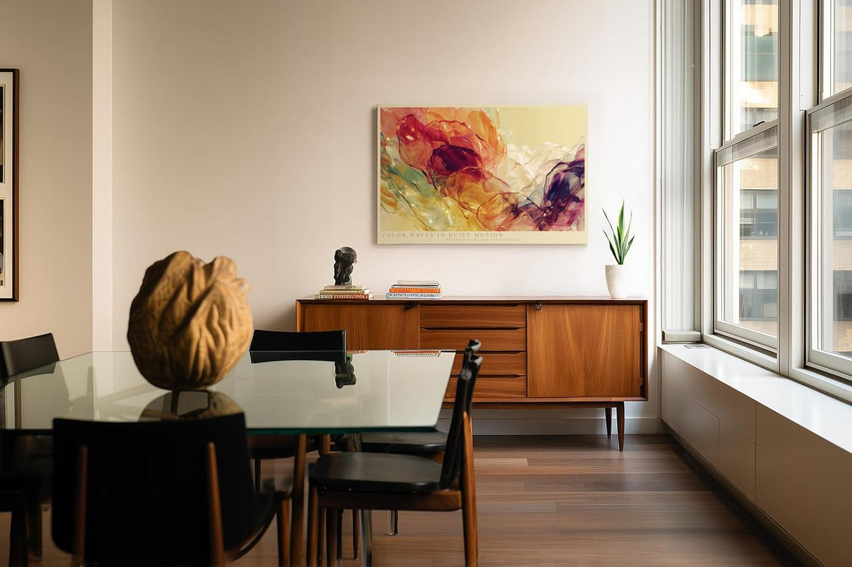Paul Sinus Wandbild 120x80cm Abstrakte Farbwolken in warmen Toenen moderne Fluid Art Kunst Wanddekoration