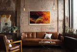 Paul Sinus Wandbild 120x80cm abstrakte Feuer Energie Kunst rot orange dynamische Bewegung modernes Kunstbild grosses Wandbild 120x80cm kraftvolle Wanddekoration fuer Wohnzimmer Büro