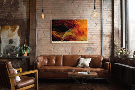 Paul Sinus Wandbild 120x80cm abstrakte Feuer Energie Kunst rot orange dynamische Bewegung modernes Kunstbild grosses Wandbild 120x80cm kraftvolle Wanddekoration fuer Wohnzimmer Büro