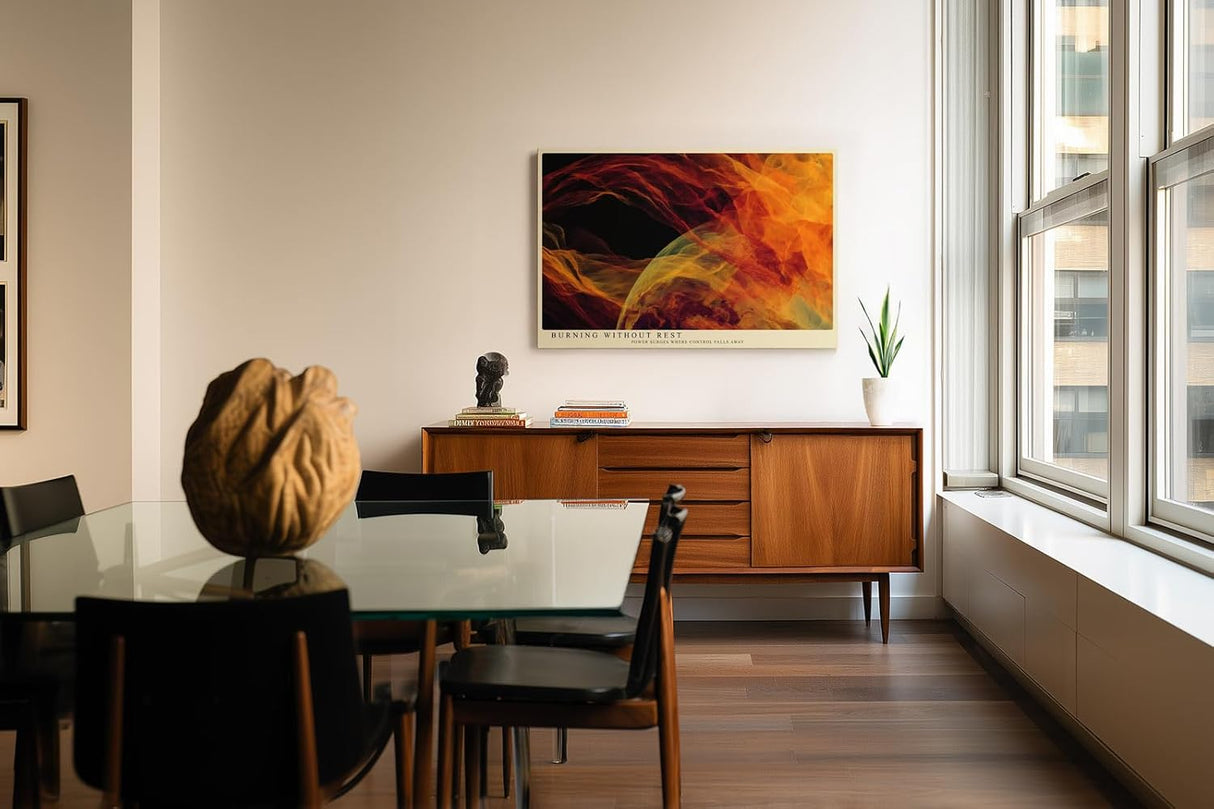 Paul Sinus Wandbild 120x80cm abstrakte Feuer Energie Kunst rot orange dynamische Bewegung modernes Kunstbild grosses Wandbild 120x80cm kraftvolle Wanddekoration fuer Wohnzimmer Büro