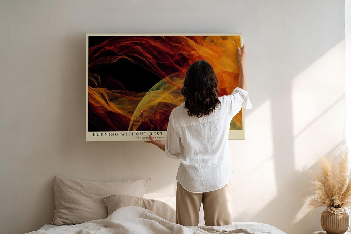 Paul Sinus Wandbild 120x80cm abstrakte Feuer Energie Kunst rot orange dynamische Bewegung modernes Kunstbild grosses Wandbild 120x80cm kraftvolle Wanddekoration fuer Wohnzimmer Büro