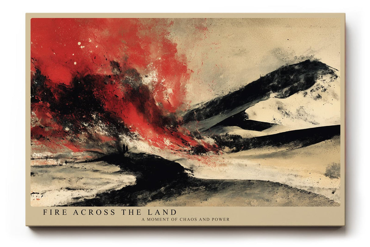 Paul Sinus Wandbild 120x80cm Abstrakte Feuer Landschaft Moderne Kunst LeinWandbild 120x80cm Dynamische Farbexplosion Wanddekoration