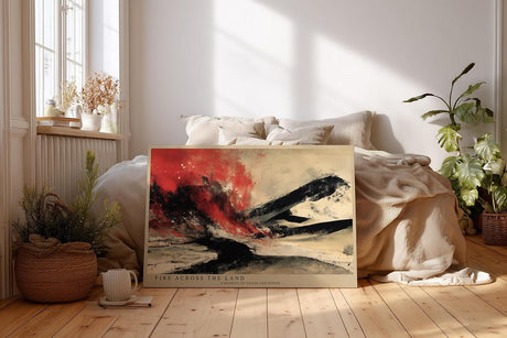 Paul Sinus Wandbild 120x80cm Abstrakte Feuer Landschaft Moderne Kunst LeinWandbild 120x80cm Dynamische Farbexplosion Wanddekoration