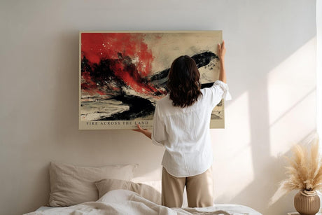 Paul Sinus Wandbild 120x80cm Abstrakte Feuer Landschaft Moderne Kunst LeinWandbild 120x80cm Dynamische Farbexplosion Wanddekoration