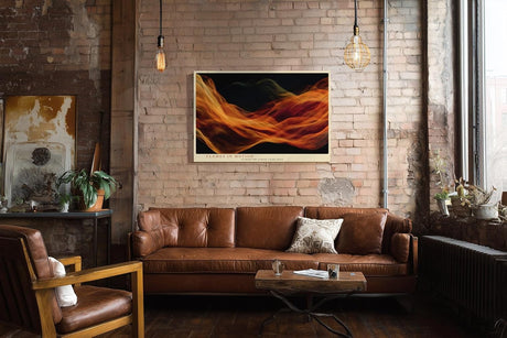 Paul Sinus Wandbild 120x80cm abstrakte Feuerwellen moderne Flammen Bewegung Kunstbild warmes Farbspiel in orange rot für Wohnzimmer Büro Atelier