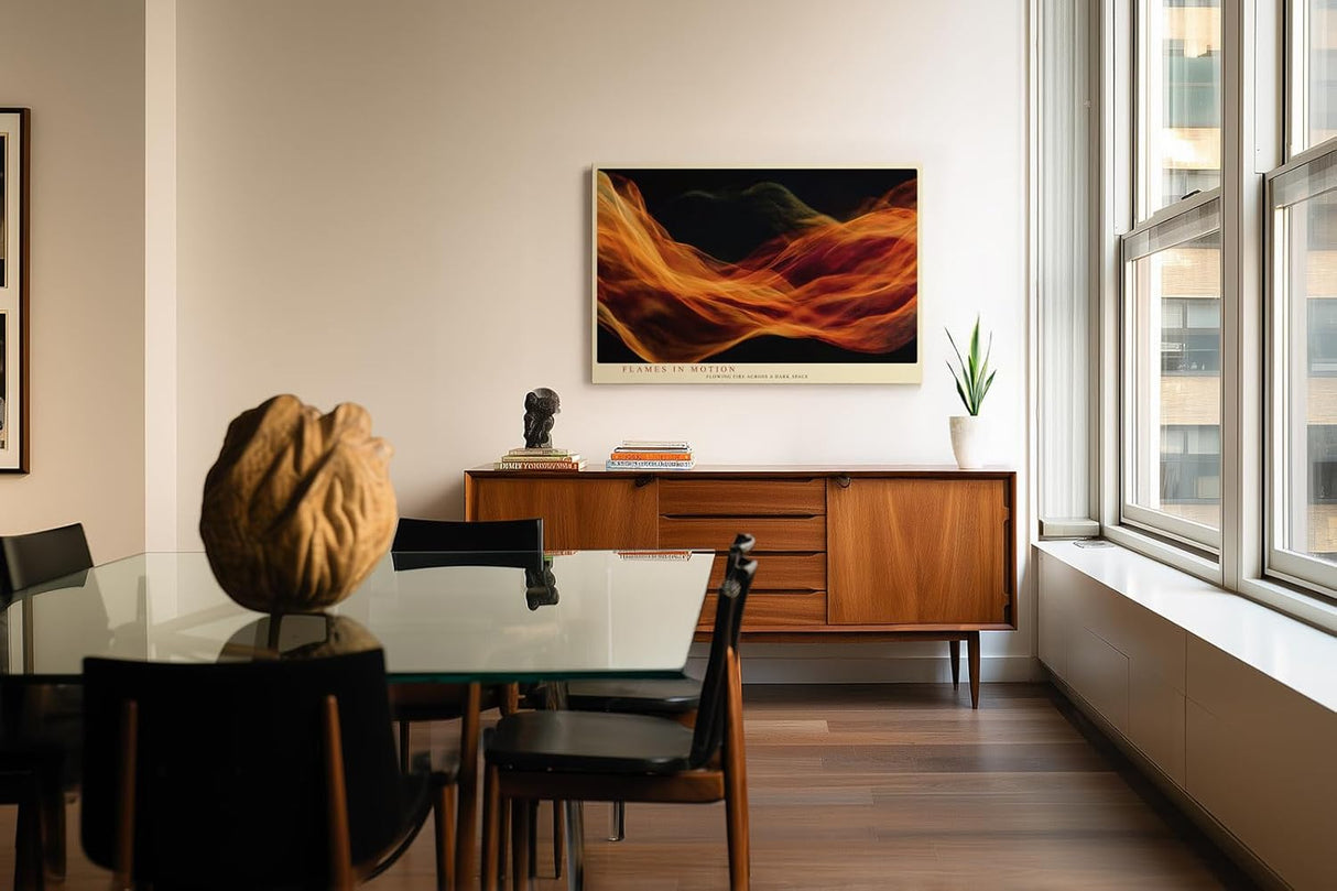 Paul Sinus Wandbild 120x80cm abstrakte Feuerwellen moderne Flammen Bewegung Kunstbild warmes Farbspiel in orange rot für Wohnzimmer Büro Atelier