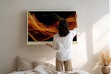 Paul Sinus Wandbild 120x80cm abstrakte Feuerwellen moderne Flammen Bewegung Kunstbild warmes Farbspiel in orange rot für Wohnzimmer Büro Atelier
