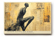 Paul Sinus Wandbild 120x80cm Abstrakte Figur Collage mit Vintage Texturen Moderne Kunst in Beige und Schwarz Wanddekoration