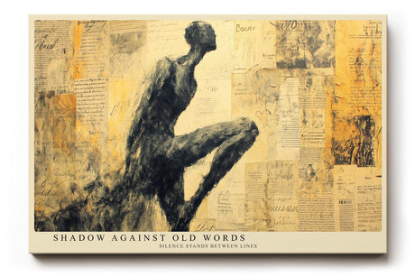 Paul Sinus Wandbild 120x80cm Abstrakte Figur Collage mit Vintage Texturen Moderne Kunst in Beige und Schwarz Wanddekoration