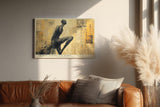 Paul Sinus Wandbild 120x80cm Abstrakte Figur Collage mit Vintage Texturen Moderne Kunst in Beige und Schwarz Wanddekoration