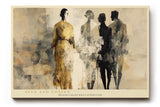 Paul Sinus Wandbild 120x80cm abstrakte Figuren moderne Kunst Menschen Silhouetten beige goldene Farbtoene stilvolle Leinwand Wanddekoration fuer Wohnzimmer Büro