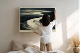 Paul Sinus Wandbild 120x80cm abstrakte Flusslandschaft schwarz weiss Kontrast Natur Kunst Kunstdruck grosses Kunstbild moderne Wanddekoration fuer Wohnzimmer Büro