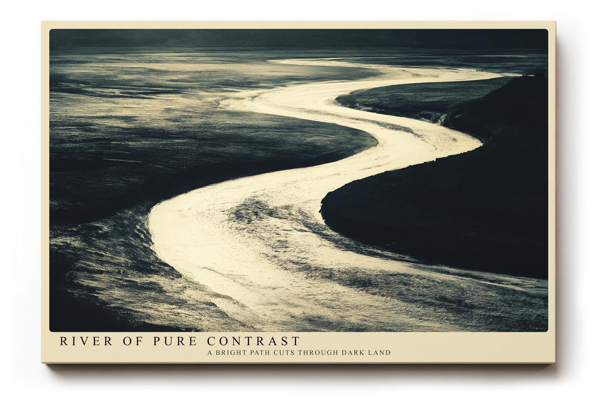 Paul Sinus Wandbild 120x80cm abstrakte Flusslandschaft schwarz weiss Kontrast Natur Kunst Kunstdruck grosses Kunstbild moderne Wanddekoration fuer Wohnzimmer Büro