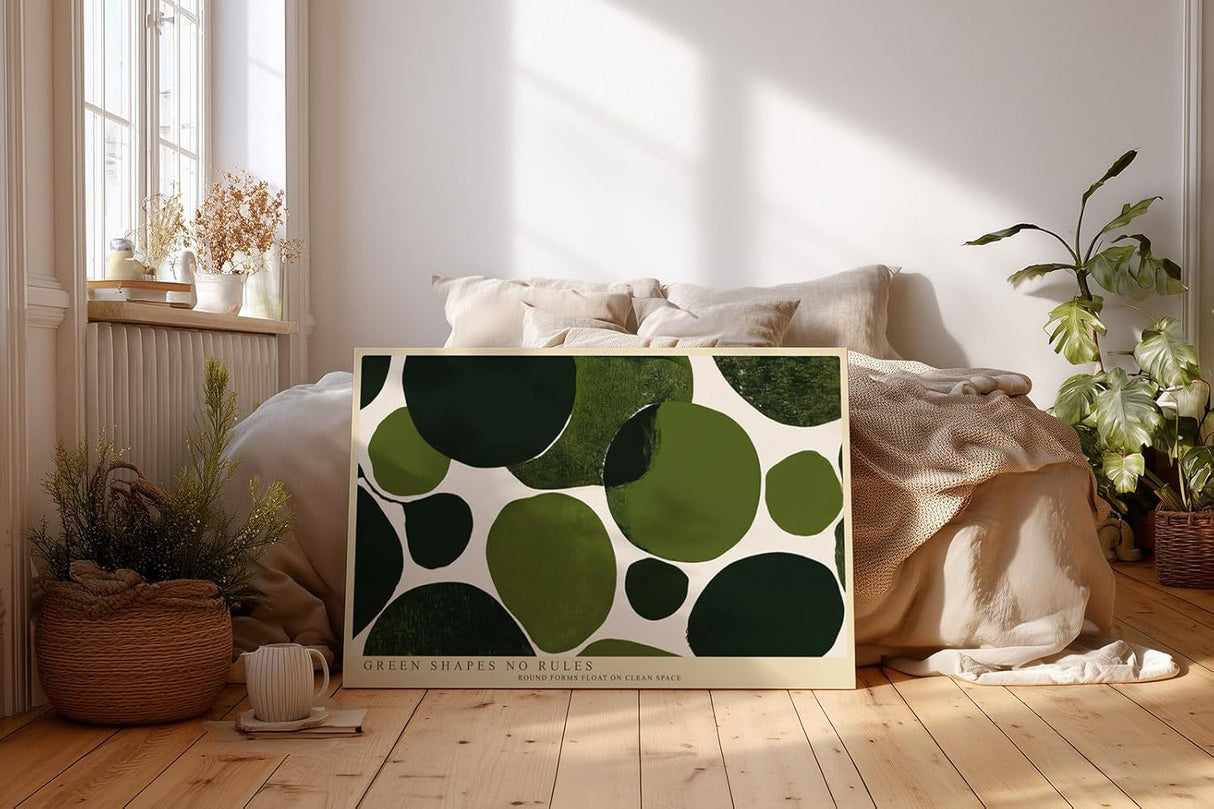 Paul Sinus Wandbild 120x80cm abstrakte Formen gruen moderne Kunst minimalistische Kreise grafisches Design Kunstdruck stilvolle Wanddekoration fuer Wohnzimmer Büro Flur