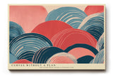 Paul Sinus Wandbild 120x80cm abstrakte Formen mit Linienstruktur moderne Grafik Kunst in Rot Blau und Beige stilvolles Designbild für Wohnzimmer Büro Flur