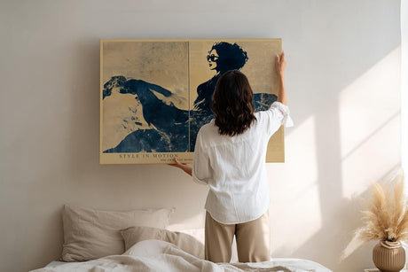 Paul Sinus Wandbild 120x80cm Abstrakte Frauen Silhouette Mode Kunst in Blau Beige Wanddekoration