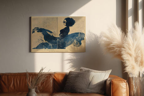 Paul Sinus Wandbild 120x80cm Abstrakte Frauen Silhouette Mode Kunst in Blau Beige Wanddekoration