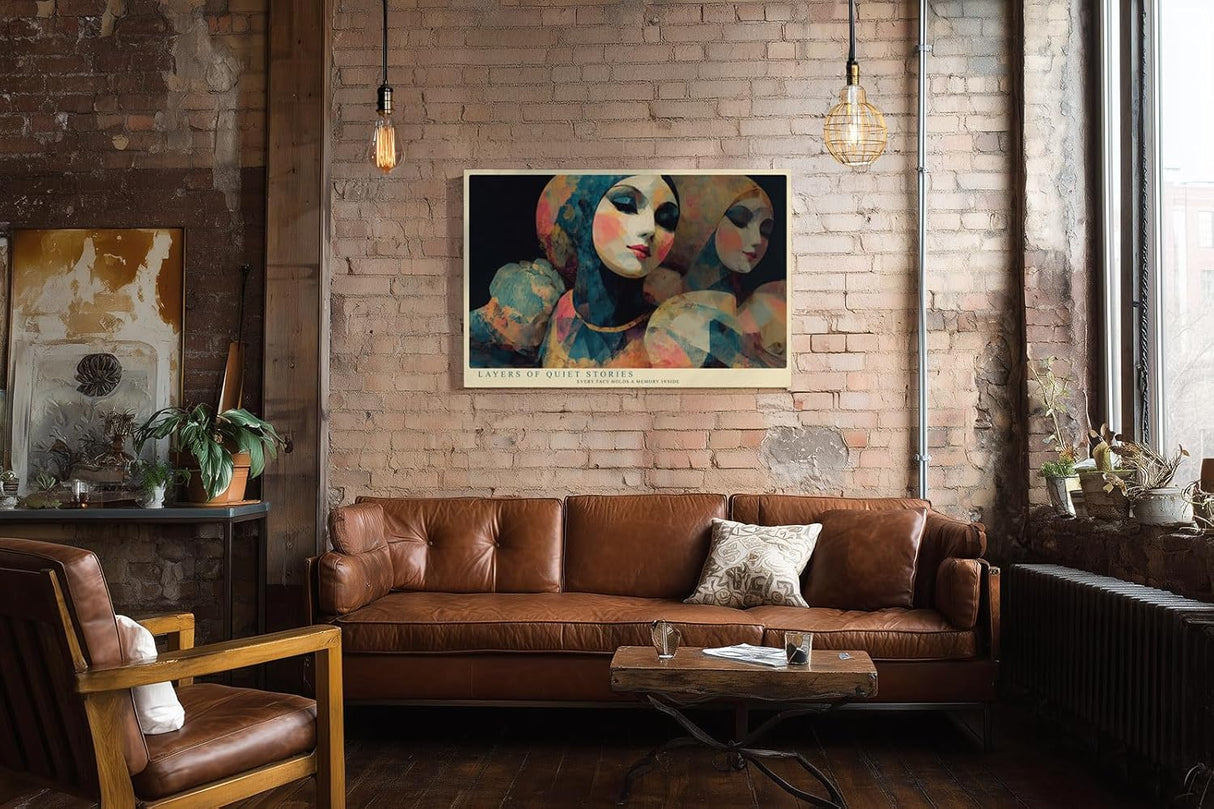 Paul Sinus Wandbild 120x80cm abstrakte Frauenportraets moderne Kunstfigur farbenreiche Illustration stilvolle Wanddekoration fuer Wohnzimmer Atelier Büro