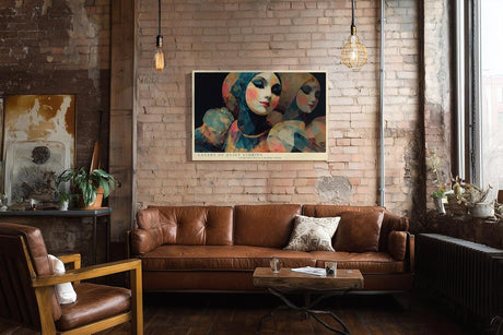 Paul Sinus Wandbild 120x80cm abstrakte Frauenportraets moderne Kunstfigur farbenreiche Illustration stilvolle Wanddekoration fuer Wohnzimmer Atelier Büro