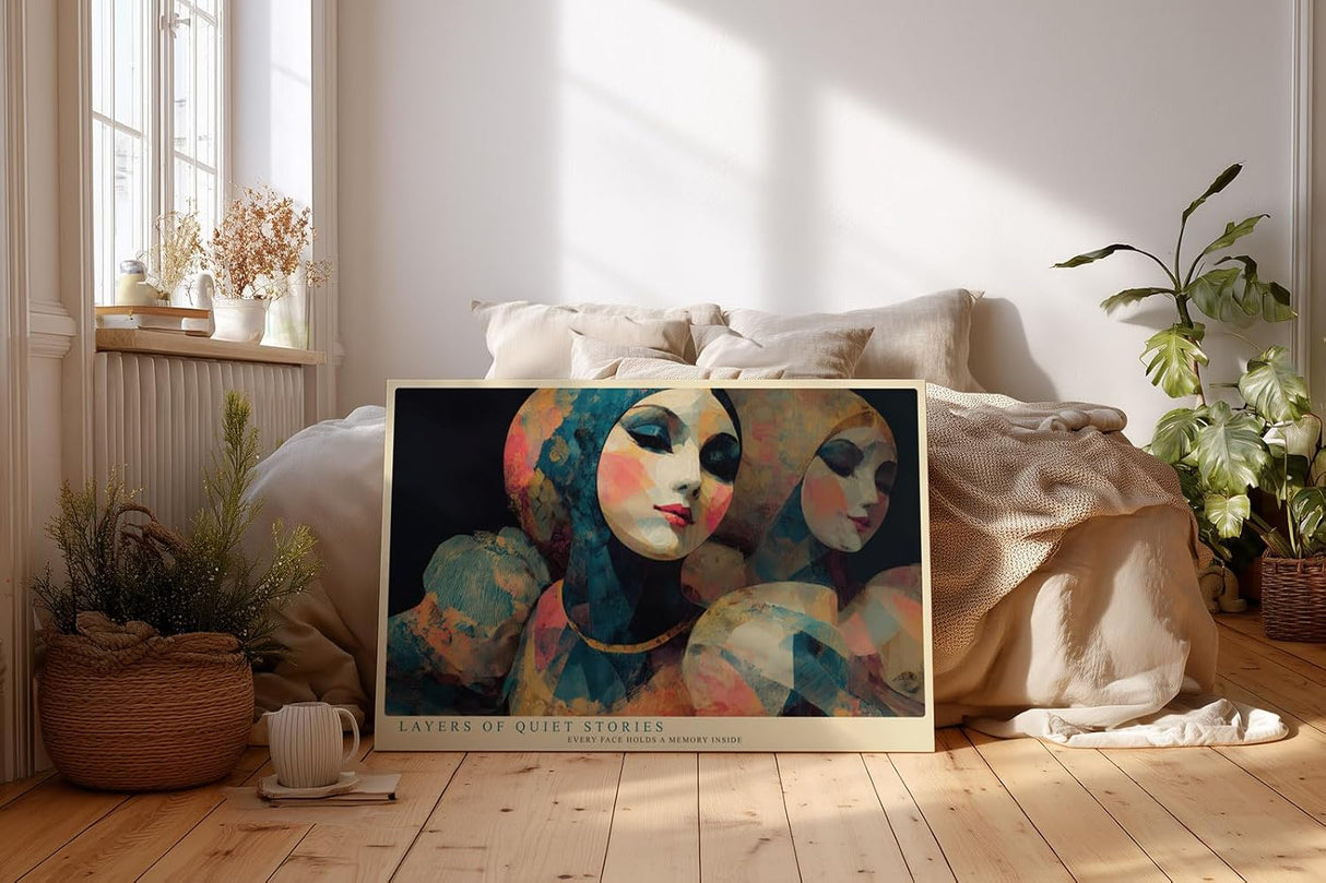 Paul Sinus Wandbild 120x80cm abstrakte Frauenportraets moderne Kunstfigur farbenreiche Illustration stilvolle Wanddekoration fuer Wohnzimmer Atelier Büro