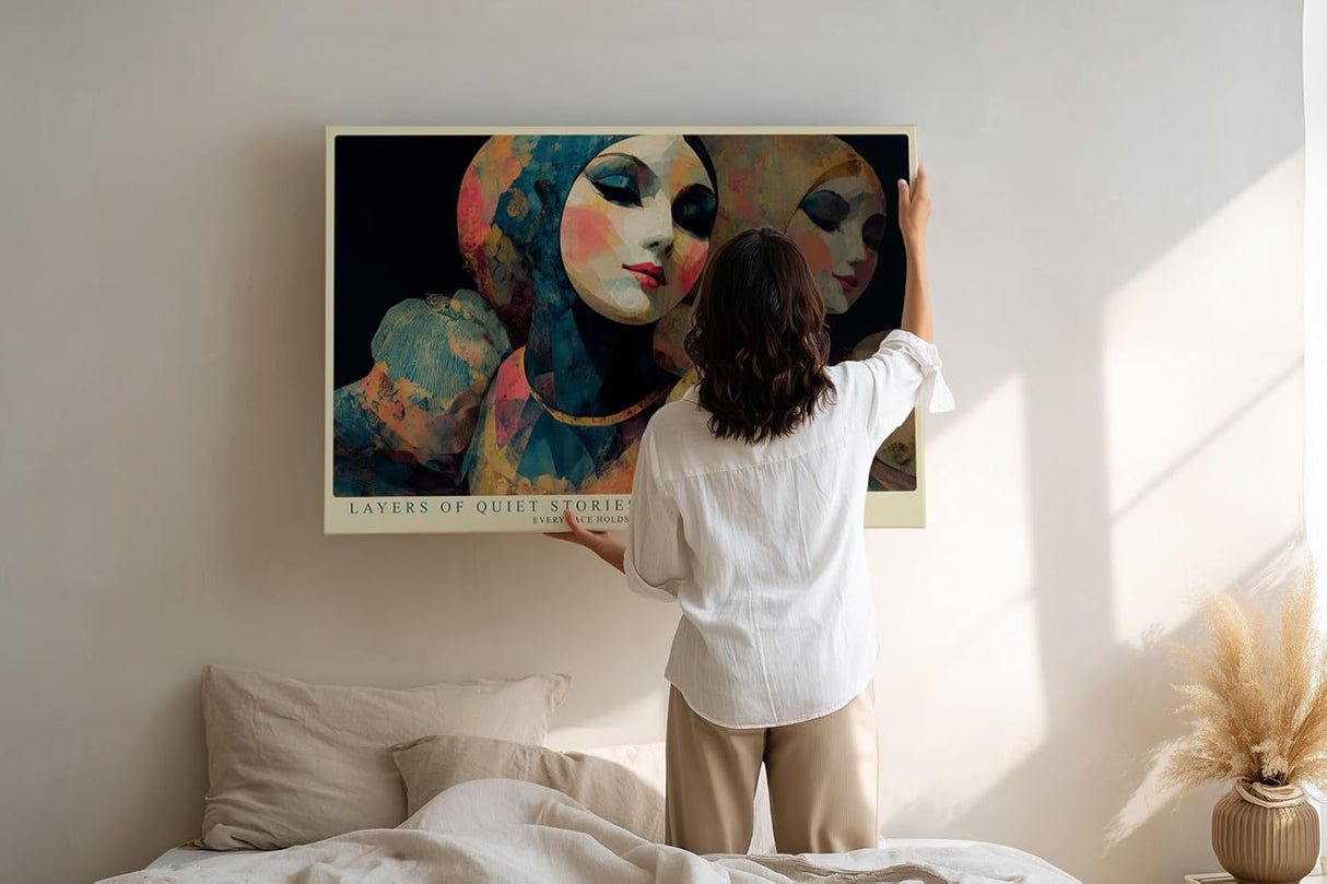 Paul Sinus Wandbild 120x80cm abstrakte Frauenportraets moderne Kunstfigur farbenreiche Illustration stilvolle Wanddekoration fuer Wohnzimmer Atelier Büro