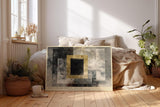 Paul Sinus Wandbild 120x80cm Abstrakte Geometrie mit Goldrahmen Moderne Kunst in Grau Gold Wanddekoration