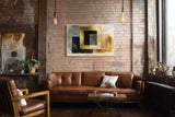 Paul Sinus Wandbild 120x80cm Abstrakte Geometrische Formen in Schwarz Gold und Beige Moderne Kunst für Wohnzimmer Büro und Flur