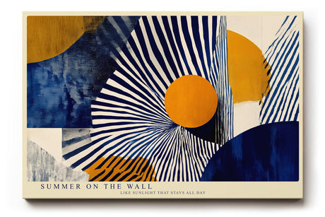Paul Sinus Wandbild 120x80cm abstrakte geometrische Kunst blau weiss orange modernes Designmotiv stilvolle Wanddekoration fuer Wohnzimmer Büro