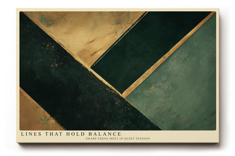 Paul Sinus Wandbild 120x80cm abstrakte geometrische Kunst gruen gold modern minimalistisch Linien Design Kunstdruck grosses Wandbild 120x80cm elegante Wanddekoration fuer Wohnzimmer Büro