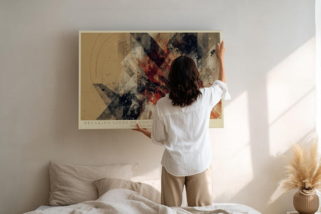 Paul Sinus Wandbild 120x80cm Abstrakte Geometrische Kunst in Rot Schwarz Beige Modernes Design für Wohnzimmer Büro und Atelier