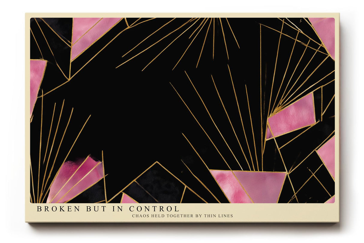 Paul Sinus Wandbild 120x80cm Abstrakte Geometrische Kunst Schwarz Pink Gold Linien Modernes Design Kunstdruck Poster Grosse Wanddekoration fuer Wohnzimmer Schlafzimmer Büro