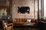 Paul Sinus Wandbild 120x80cm Abstrakte Geometrische Kunst Schwarz Pink Gold Linien Modernes Design Kunstdruck Poster Grosse Wanddekoration fuer Wohnzimmer Schlafzimmer Büro