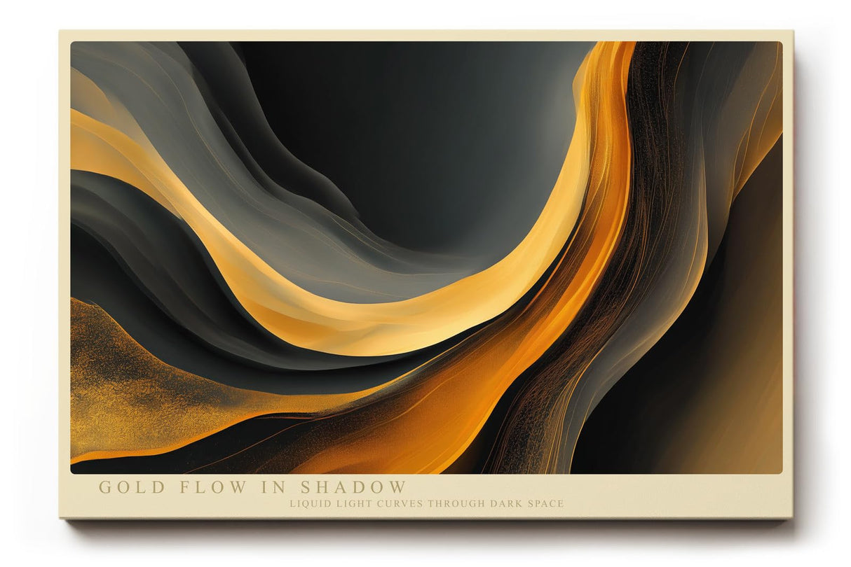 Paul Sinus Wandbild 120x80cm Abstrakte Goldene Linien Moderne Luxus Kunst in Schwarz und Gold für Wohnzimmer Büro Flur