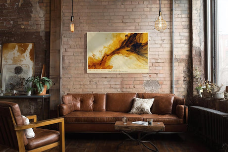 Paul Sinus Wandbild 120x80cm abstrakte goldene Welle modern beige braun Kunst Kunstdruck grosses Kunstbild elegante Wanddekoration fuer Wohnzimmer Büro