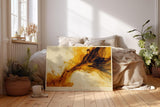 Paul Sinus Wandbild 120x80cm abstrakte goldene Welle modern beige braun Kunst Kunstdruck grosses Kunstbild elegante Wanddekoration fuer Wohnzimmer Büro