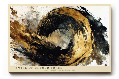 Paul Sinus Wandbild 120x80cm Abstrakte Goldene Welle Moderne Kunst in Schwarz Gold Dynamisches Design für Wohnzimmer Büro und Galerie