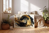 Paul Sinus Wandbild 120x80cm Abstrakte Goldene Welle Moderne Kunst in Schwarz Gold Dynamisches Design für Wohnzimmer Büro und Galerie