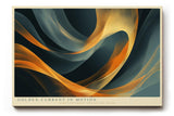 Paul Sinus Wandbild 120x80cm Abstrakte Goldene Wellen Moderne Kunst in Blau und Gold für Wohnzimmer Büro Schlafzimmer