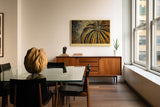 Paul Sinus Wandbild 120x80cm Abstrakte Goldpunkte Struktur Kunst in Schwarz Gold Modernes Design für Wohnzimmer Büro und Galerie